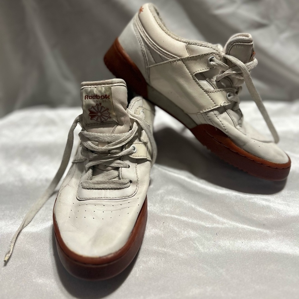 Reebok Classic White and Tan Shoes